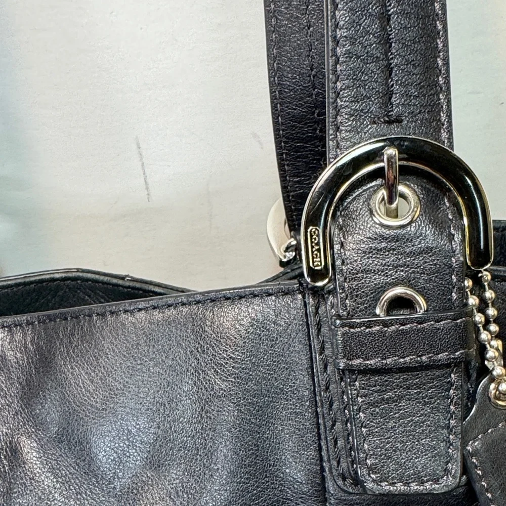 Coach Black Leather Tote Bag